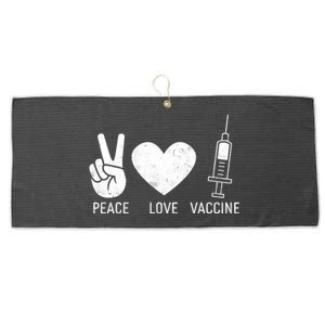 Peace Love Vaccine Shot Large Microfiber Waffle Golf Towel