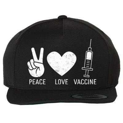 Peace Love Vaccine Shot Wool Snapback Cap