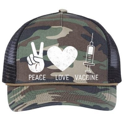 Peace Love Vaccine Shot Retro Rope Trucker Hat Cap