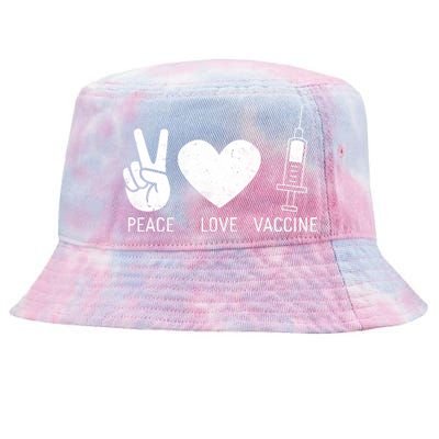 Peace Love Vaccine Shot Tie-Dyed Bucket Hat