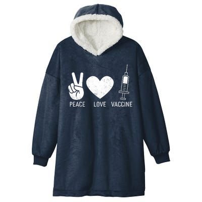 Peace Love Vaccine Shot Hooded Wearable Blanket