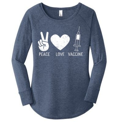 Peace Love Vaccine Shot Women's Perfect Tri Tunic Long Sleeve Shirt