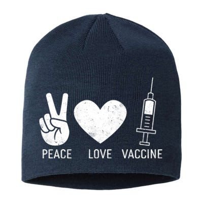 Peace Love Vaccine Shot Sustainable Beanie