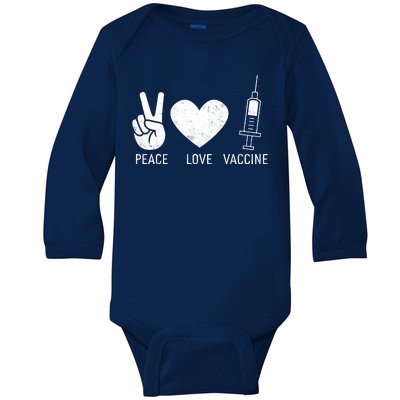 Peace Love Vaccine Shot Baby Long Sleeve Bodysuit