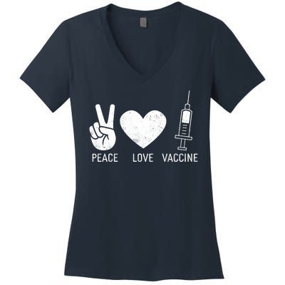 Peace Love Vaccine Shot Women's V-Neck T-Shirt