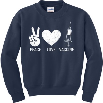 Peace Love Vaccine Shot Kids Sweatshirt