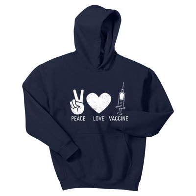 Peace Love Vaccine Shot Kids Hoodie