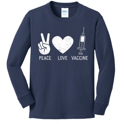 Peace Love Vaccine Shot Kids Long Sleeve Shirt