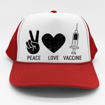 Peace Love Vaccine Shot Trucker Hat