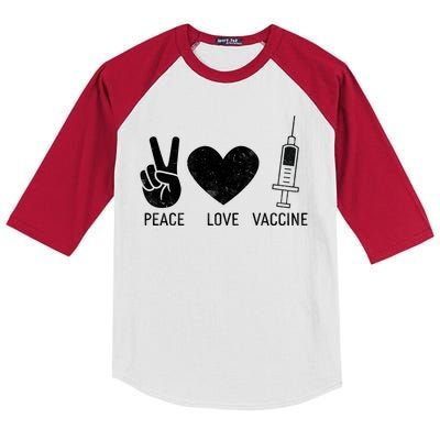 Peace Love Vaccine Shot Kids Colorblock Raglan Jersey