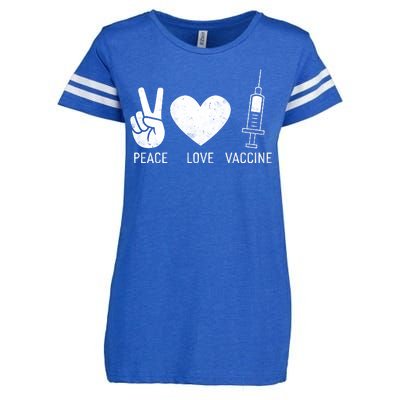 Peace Love Vaccine Shot Enza Ladies Jersey Football T-Shirt