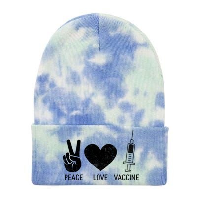 Peace Love Vaccine Shot Tie Dye 12in Knit Beanie