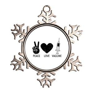 Peace Love Vaccine Shot Metallic Star Ornament