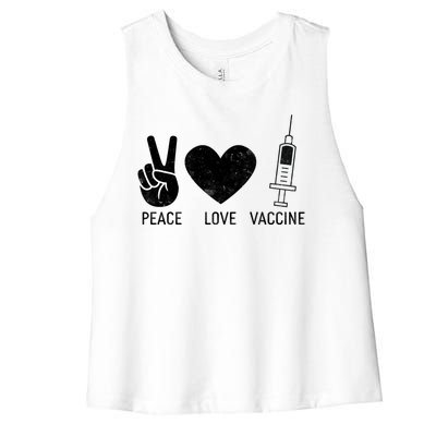 Peace Love Vaccine Shot Women's Racerback Cropped Tank