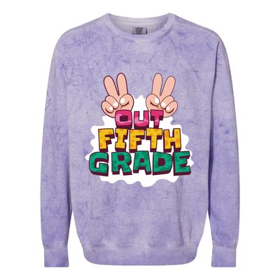 Peace Out Fifth Grade Colorblast Crewneck Sweatshirt
