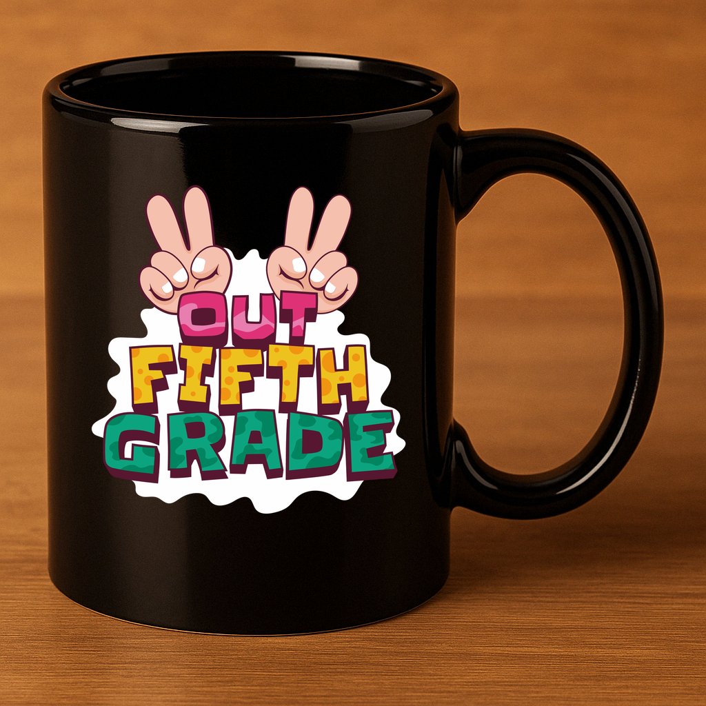 Peace Out Fifth Grade 11oz C Handle Ceramic Mug