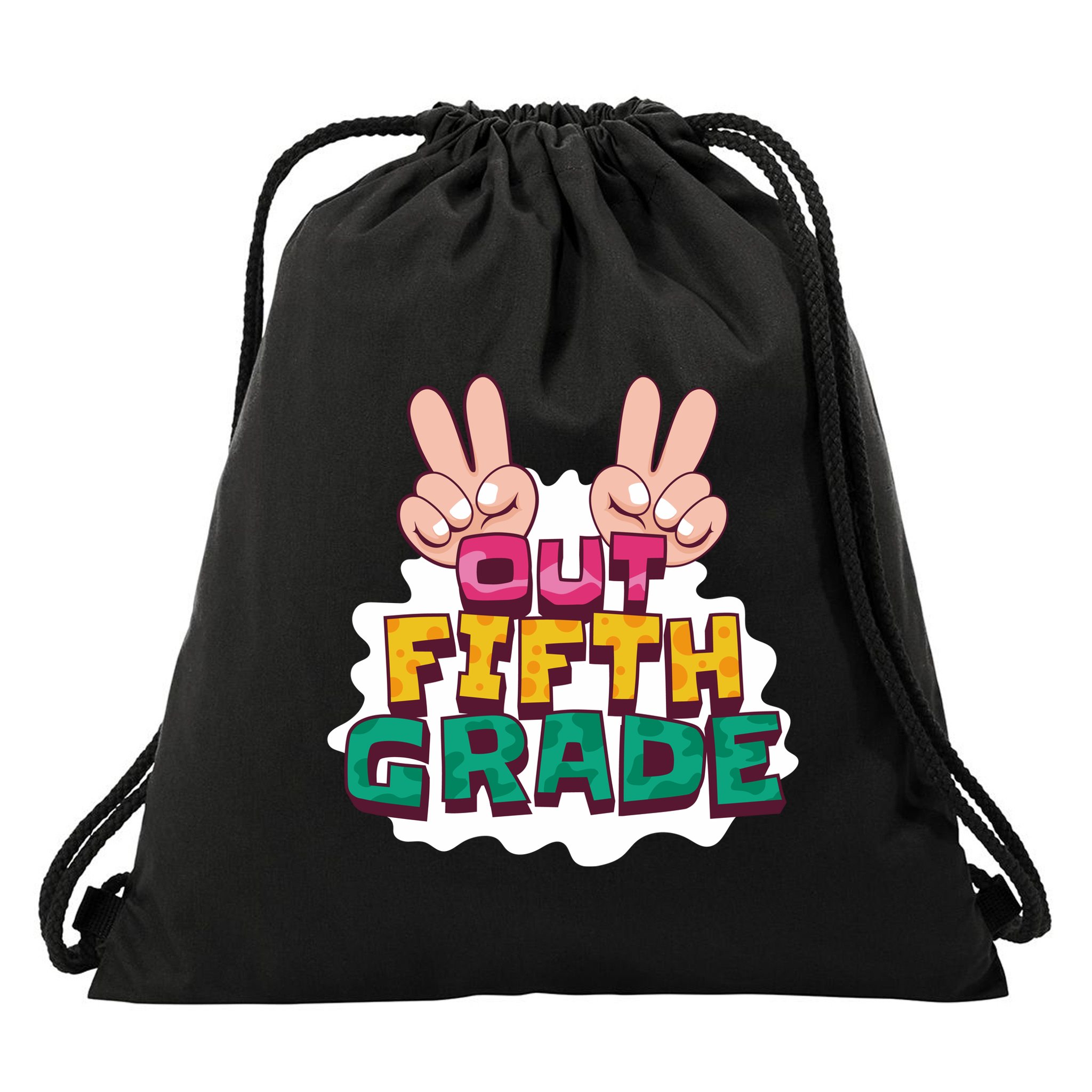 Peace Out Fifth Grade Drawstring Bag