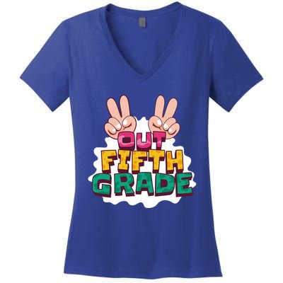 Peace Out Fifth Grade Women's V-Neck T-Shirt