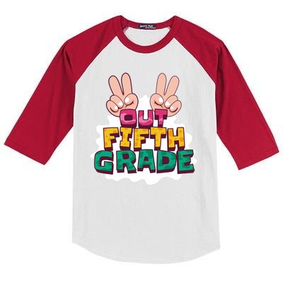 Peace Out Fifth Grade Kids Colorblock Raglan Jersey