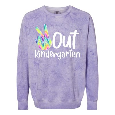 Peace Out Kindergarten Colorblast Crewneck Sweatshirt