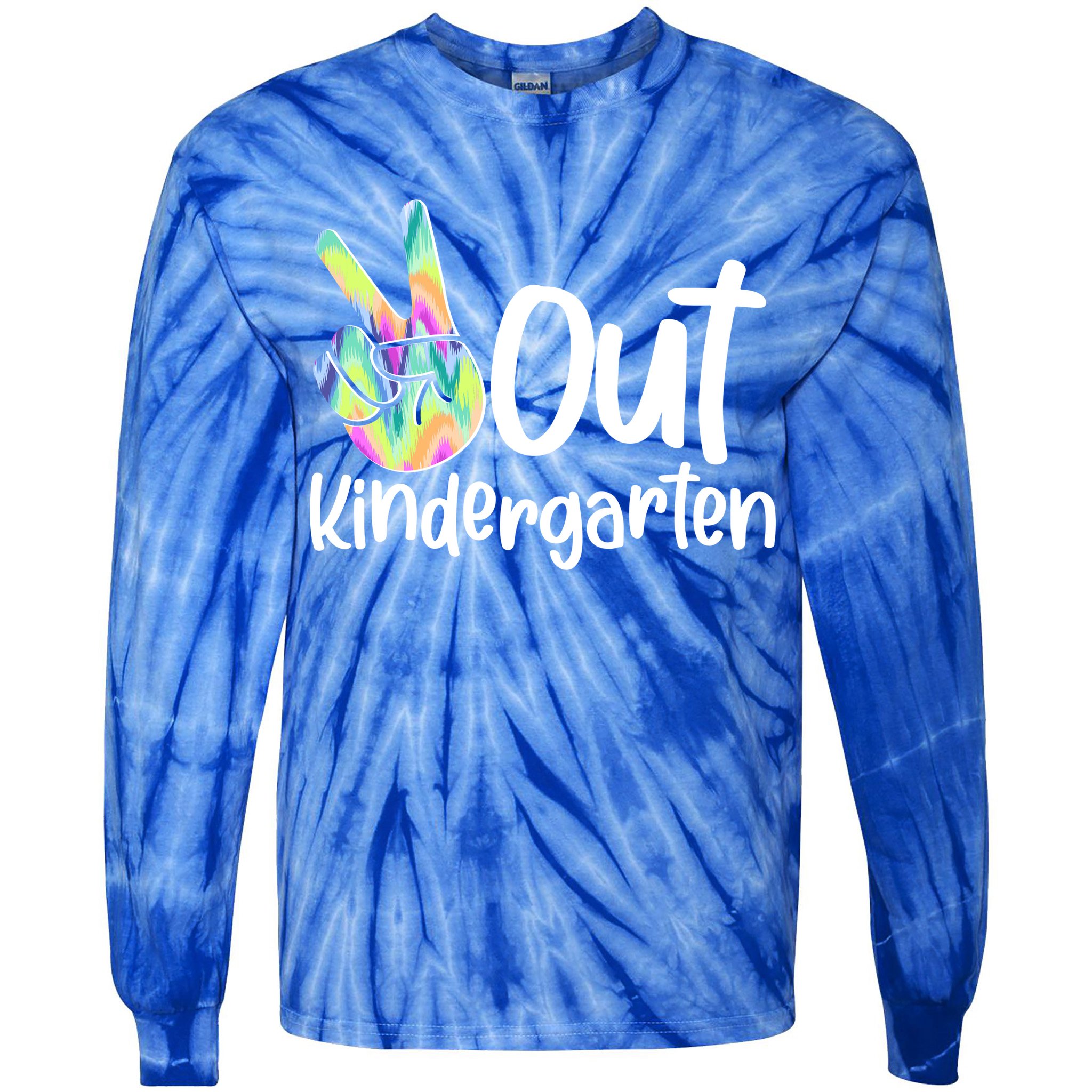 Peace Out Kindergarten Tie-Dye Long Sleeve Shirt