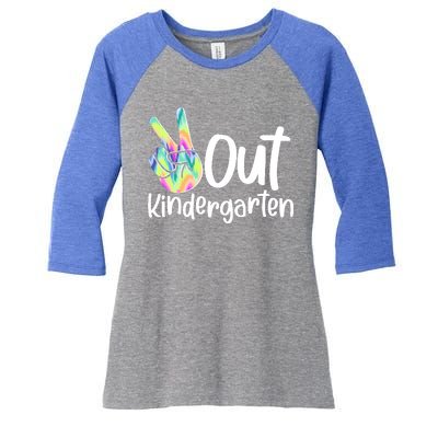 Peace Out Kindergarten Women's Tri-Blend 3/4-Sleeve Raglan Shirt