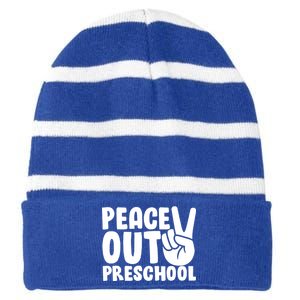 Peace Out Preschool Striped Beanie with Solid Band