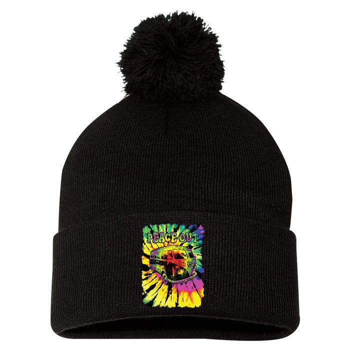 Peace Out Van Pom Pom 12in Knit Beanie