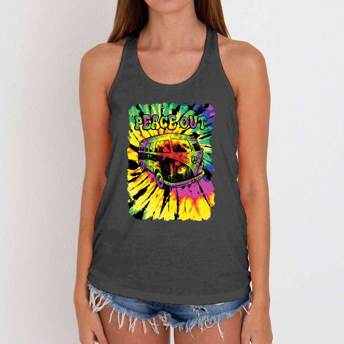 Peace Out Van Women's Knotted Racerback Tank