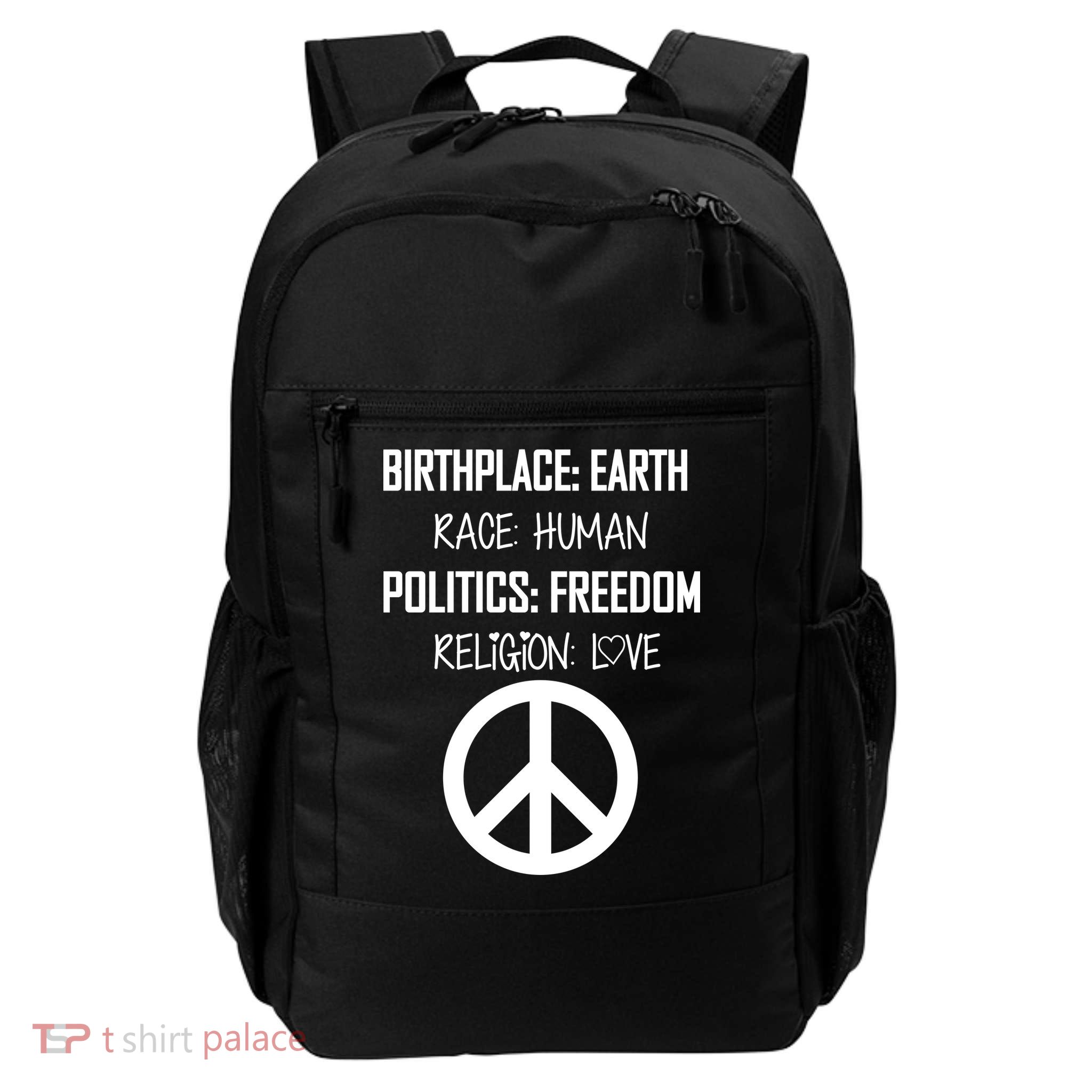 Peace Race Religion Politics Backpack