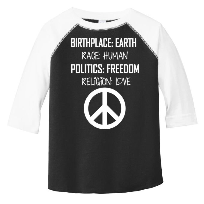 Peace Race Religion Politics Toddler Fine Jersey T-Shirt