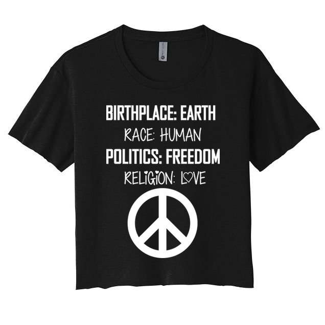 Peace Race Religion Politics Women's Crop Top Tee