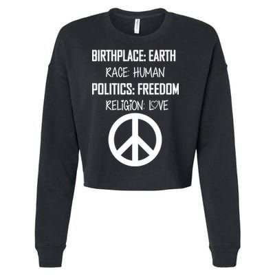 Peace Race Religion Politics Cropped Pullover Crew