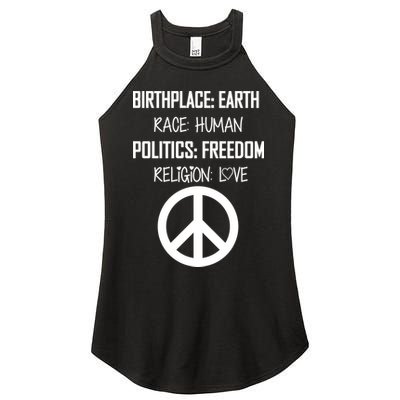 Peace Race Religion Politics Women's Perfect Tri Rocker Tank