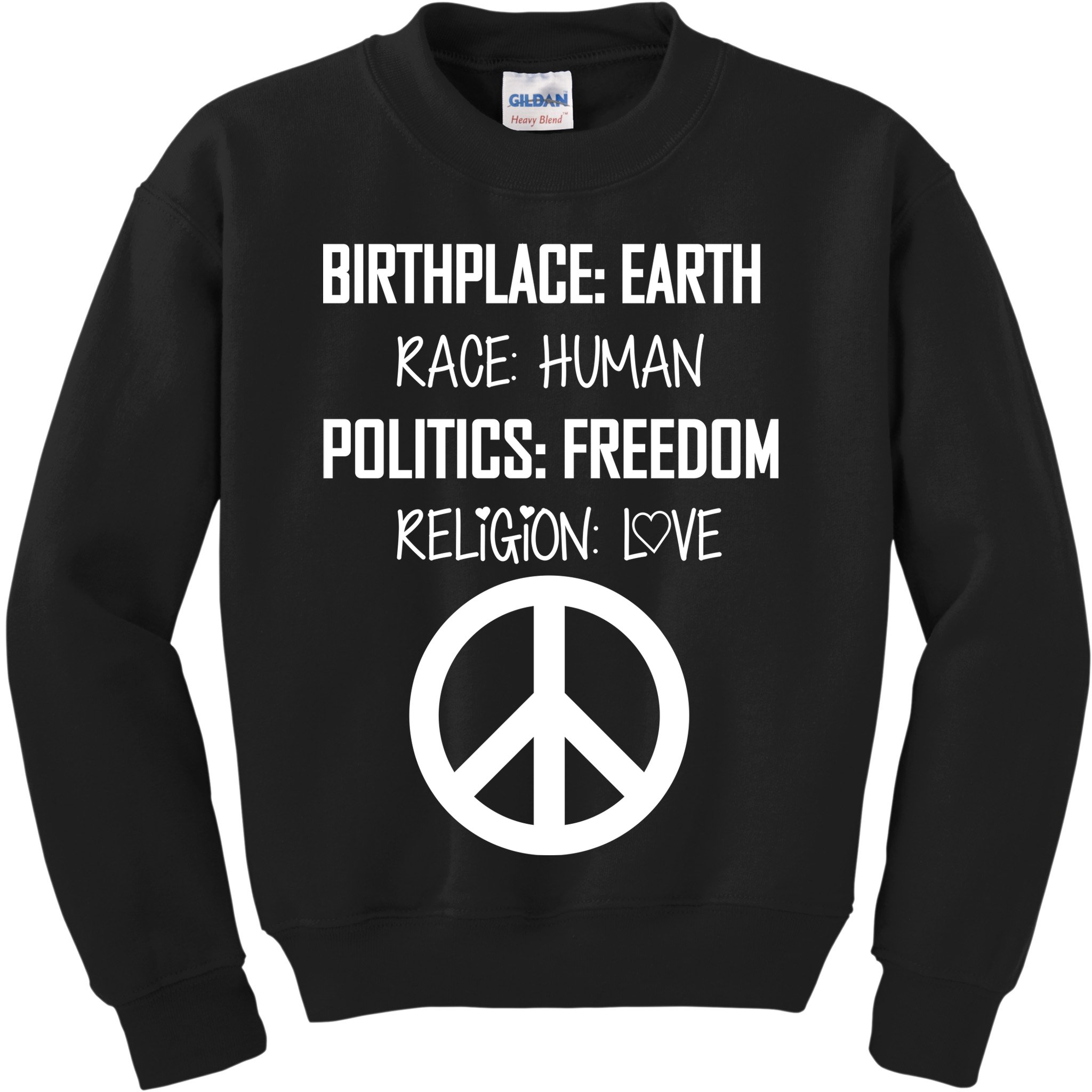 Peace Race Religion Politics Kids Sweatshirt