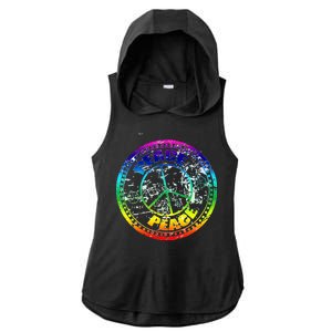 Peace Retro Tie Dyed Logo Ladies PosiCharge Tri-Blend Wicking Draft Hoodie Tank