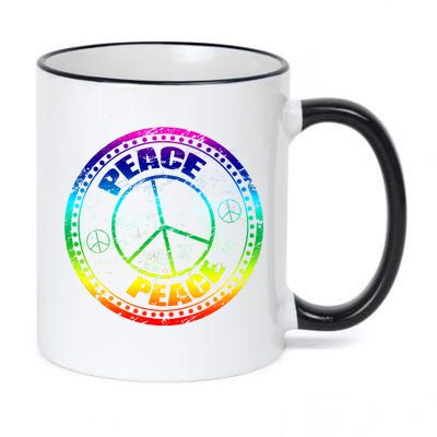 Peace Retro Tie Dyed Logo 11oz Black Color Changing Mug