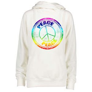 Peace Retro Tie Dyed Logo Womens Funnel Neck Pullover Hood