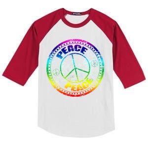 Peace Retro Tie Dyed Logo Kids Colorblock Raglan Jersey