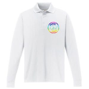 Peace Retro Tie Dyed Logo Performance Long Sleeve Polo