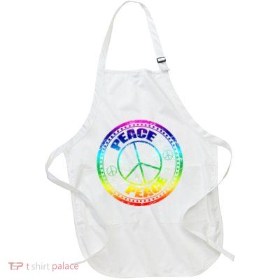 Peace Retro Tie Dyed Logo Full-Length Apron With Pockets