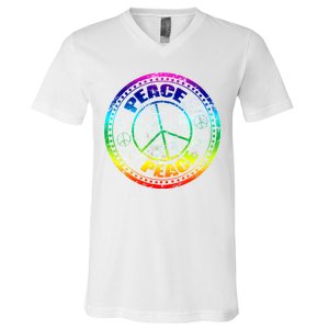 Peace Retro Tie Dyed Logo V-Neck T-Shirt