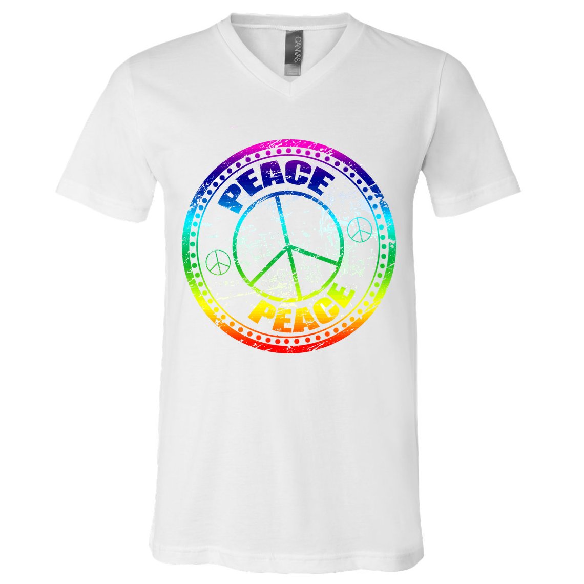 Peace Retro Tie Dyed Logo V-Neck T-Shirt