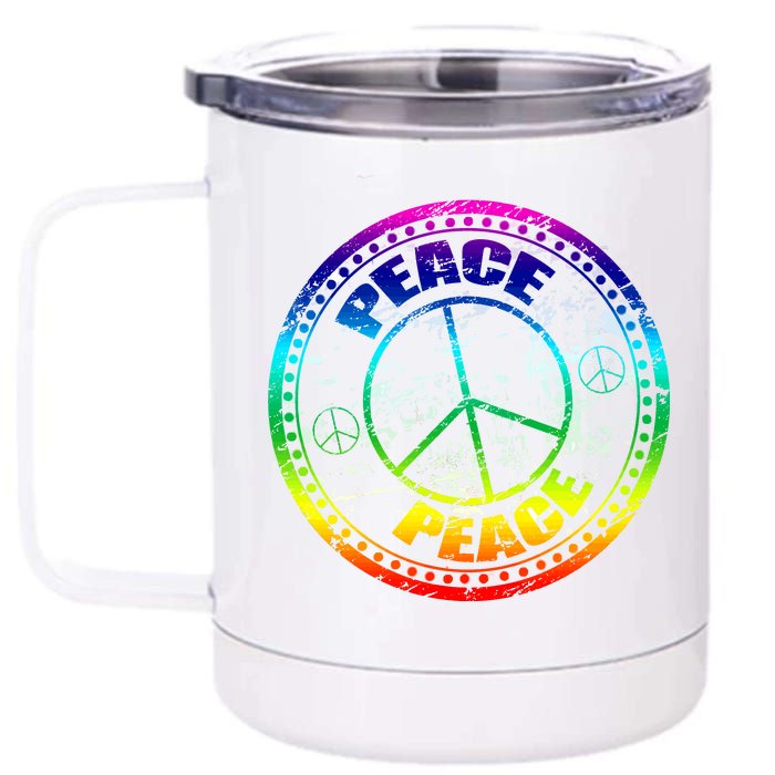 Peace Retro Tie Dyed Logo 12 oz Stainless Steel Tumbler Cup