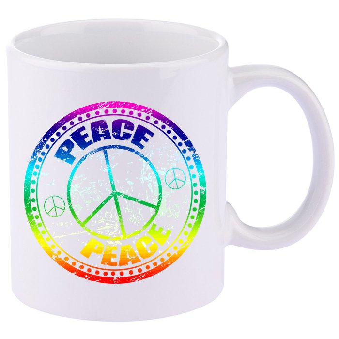 Peace Retro Tie Dyed Logo 11oz C Handle Ceramic Mug