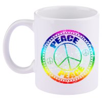 Peace Retro Tie Dyed Logo 11oz C Handle Ceramic Mug