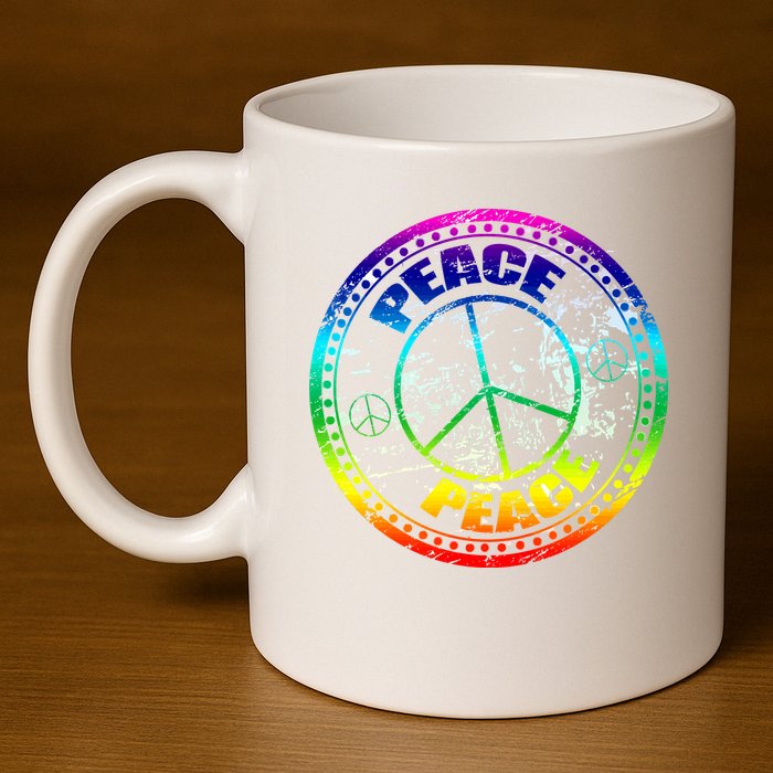 Peace Retro Tie Dyed Logo 11oz C Handle Ceramic Mug