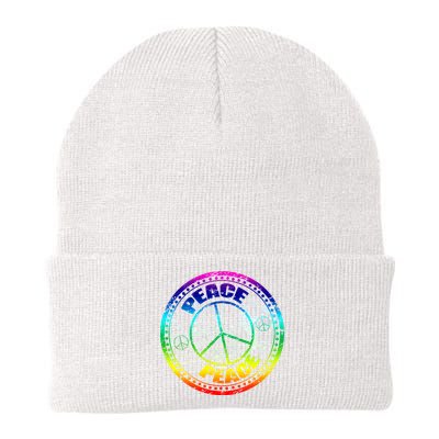 Peace Retro Tie Dyed Logo Knit Cap Winter Beanie