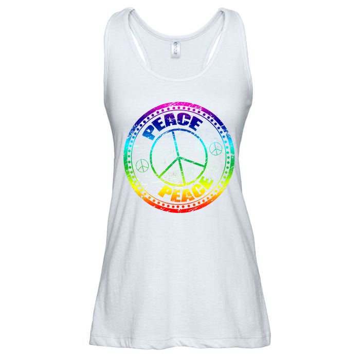 Peace Retro Tie Dyed Logo Ladies Essential Flowy Tank