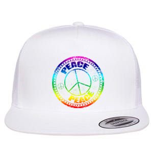 Peace Retro Tie Dyed Logo Flat Bill Trucker Hat